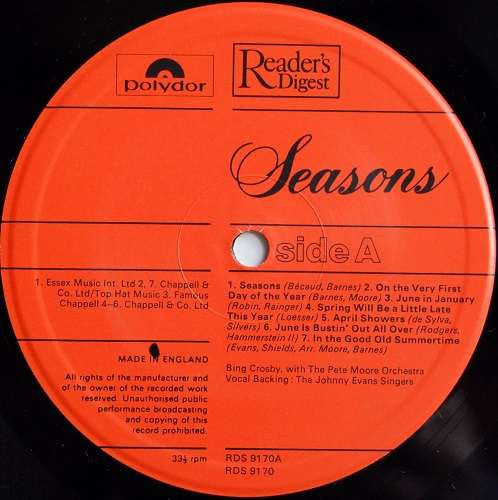Bing Crosby : Seasons (LP, Album)