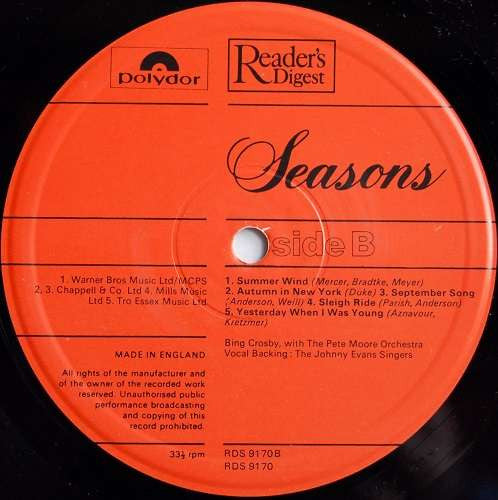 Bing Crosby : Seasons (LP, Album)