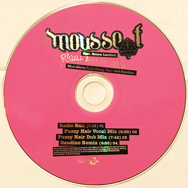 Mousse T. Feat. Emma Lanford : Right About Now (CD, Single, Promo)