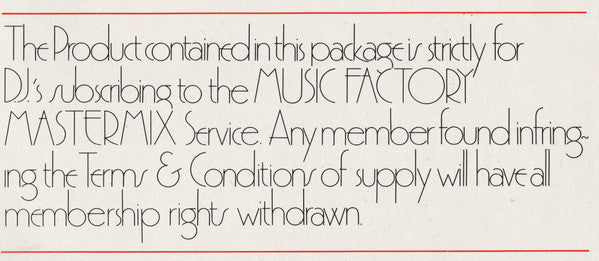 Various : Music Factory Mastermix - Issue No. 1 (2x12", P/Mixed)