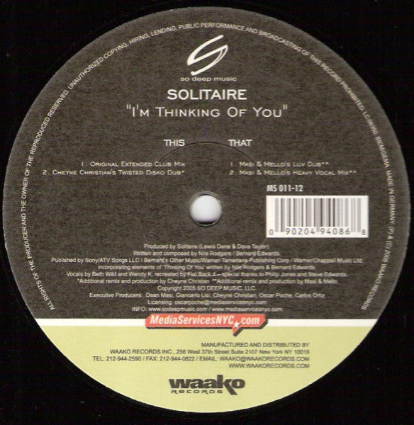 Solitaire : I'm Thinking Of You (12")