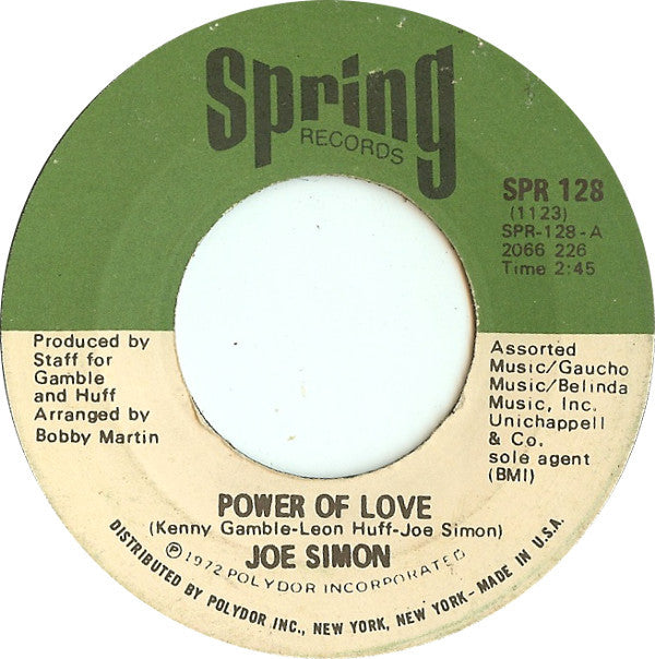 Joe Simon : Power Of Love / The Mirror Don't Lie (7", Single, Scr)