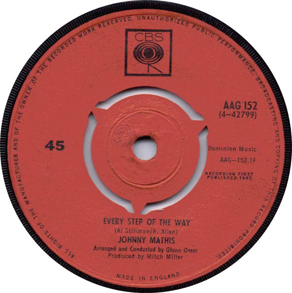 Johnny Mathis : Every Step Of The Way (7", Single)
