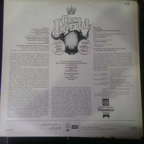 The Royal Choral Society, London Philharmonic Orchestra Conducted By Arthur Bliss And Andrew Davis : Crown Imperial (LP)