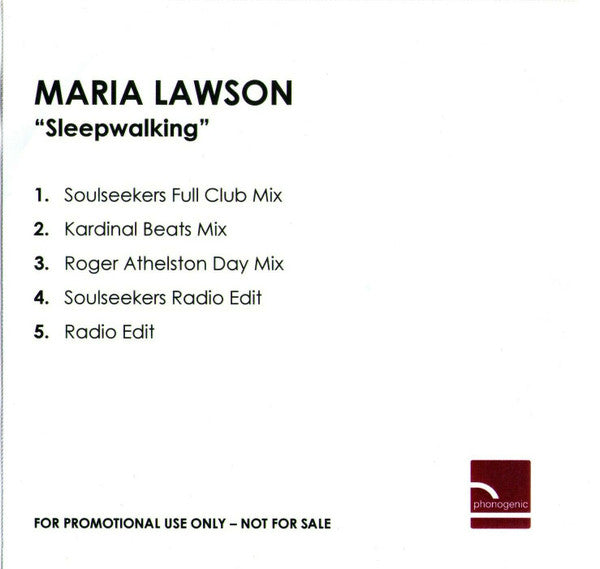 Maria Lawson : Sleepwalking (CDr, Single, Promo)