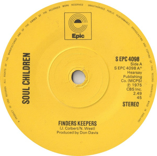 Soul Children : Finders Keepers (7", Sol)