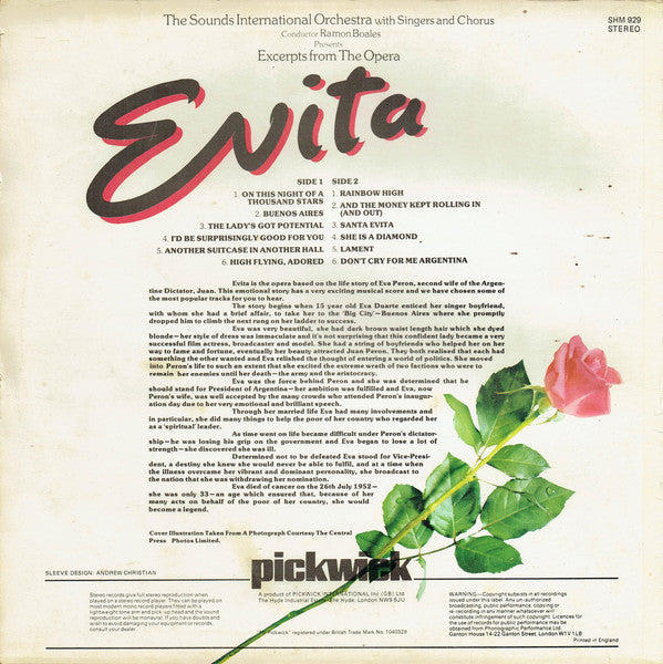 The Sounds International Orchestra, Ramon Boales : Evita (LP, Album)
