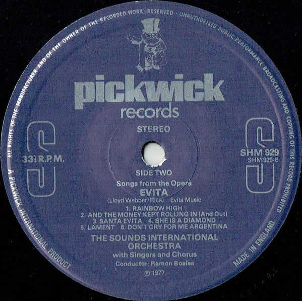The Sounds International Orchestra, Ramon Boales : Evita (LP, Album)