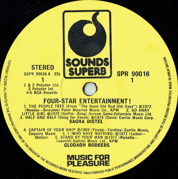 Sacha Distel / Cleo Laine / Roger Whittaker / Clodagh Rodgers : Four-Star Entertainment! (LP, Comp)