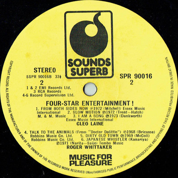 Sacha Distel / Cleo Laine / Roger Whittaker / Clodagh Rodgers : Four-Star Entertainment! (LP, Comp)