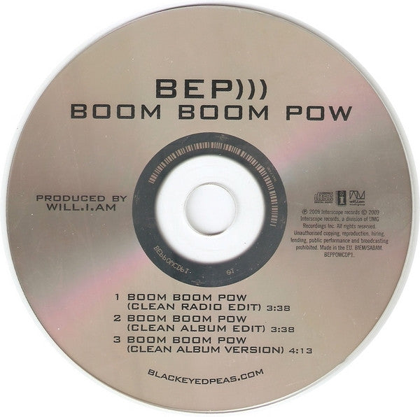 Black Eyed Peas : Boom Boom Pow (CD, Single, Promo)