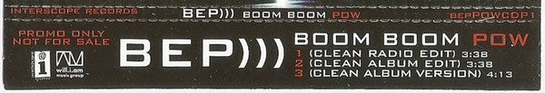 Black Eyed Peas : Boom Boom Pow (CD, Single, Promo)