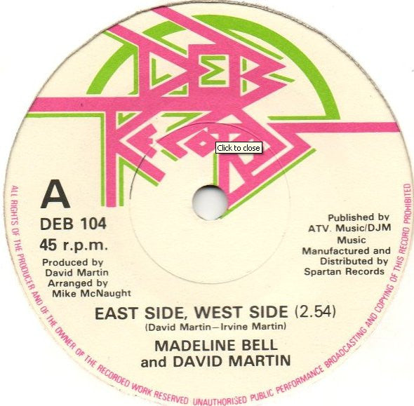 Madeline Bell And David Martin (8) : East Side, West Side (7", Single)
