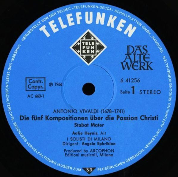 Antonio Vivaldi : Die Fünf Kompositionen Über Die Passion Christi (LP, Album, RE)