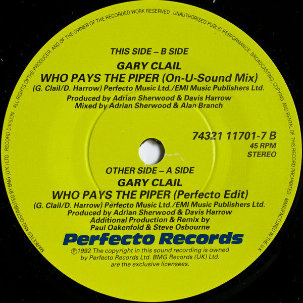 Gary Clail & On-U Sound System : Who Pays The Piper? (7", Single)