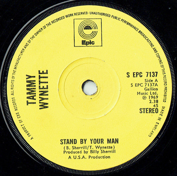 Tammy Wynette : Stand By Your Man (7", Single, RE, Sol)
