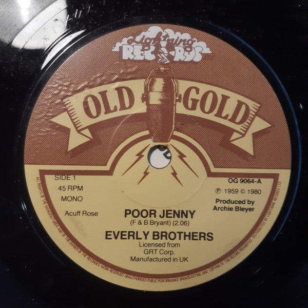 Everly Brothers : Poor Jenny / Take A Message To Mary (7", Mono)