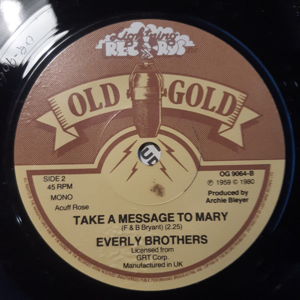 Everly Brothers : Poor Jenny / Take A Message To Mary (7", Mono)