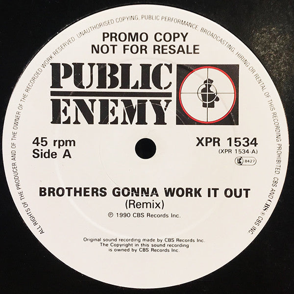 Public Enemy : Brothers Gonna Work It Out (Remix) (12", Promo)