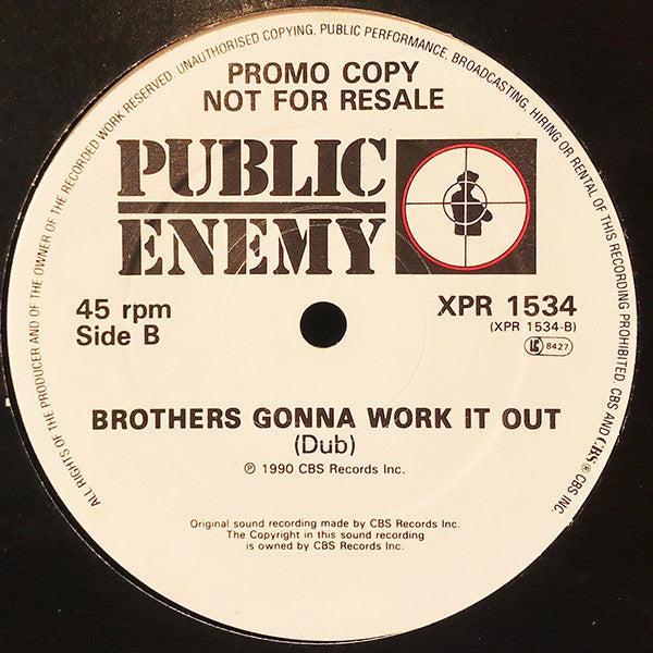 Public Enemy : Brothers Gonna Work It Out (Remix) (12", Promo)