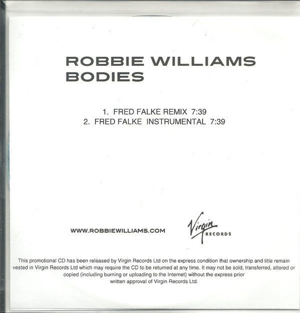 Robbie Williams : Bodies (CDr, Single, Promo)