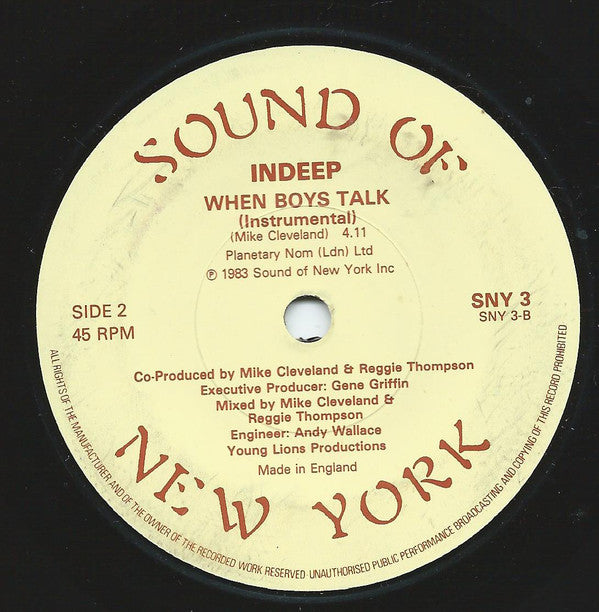 Indeep : When Boys Talk (7")