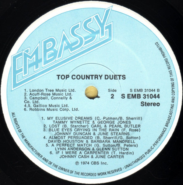 Various : Top Country Duets (LP, Album, Comp)