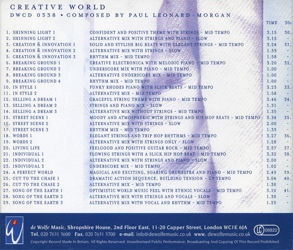 Paul Leonard Morgan : Creative World (CD)