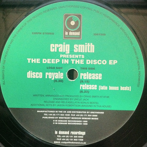 Craig Smith : The Deep In The Disco EP (12", EP)