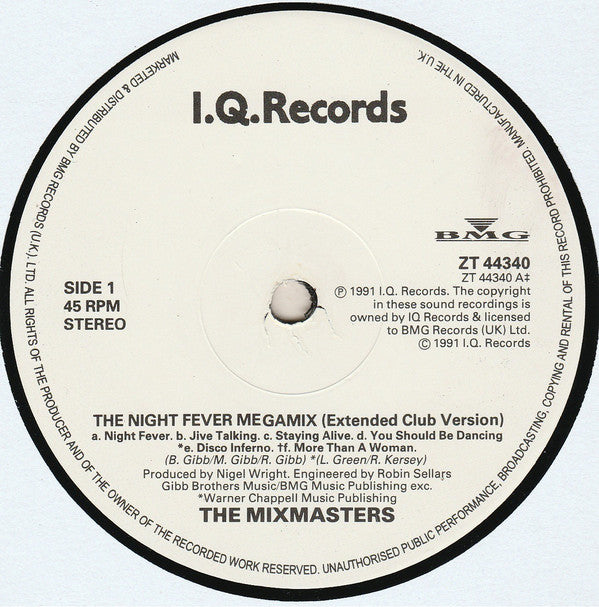 The UK Mixmasters : Night Fever Megamix (12")