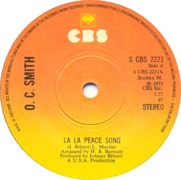 OC Smith : La La Peace Song (7", Sol)