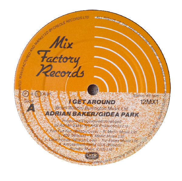 Adrian Baker / Gidea Park : I Get Around/Lazin On The Beach (12", Single)