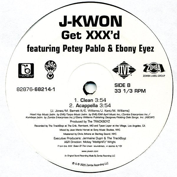 J-Kwon Featuring Petey Pablo & Ebony Eyez : Get XXX'd (12", Single)