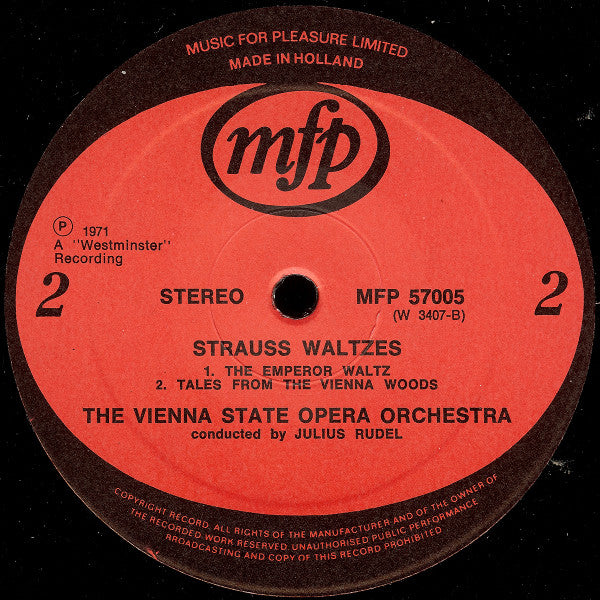 Orchester Der Wiener Staatsoper Conducted By Julius Rudel : Strauss Waltzes (LP, NL )