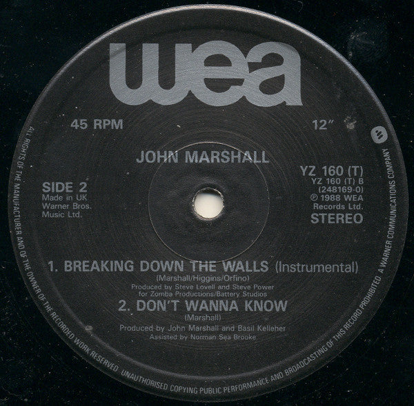 John Marshall (8) : Breaking Down The Walls (12")