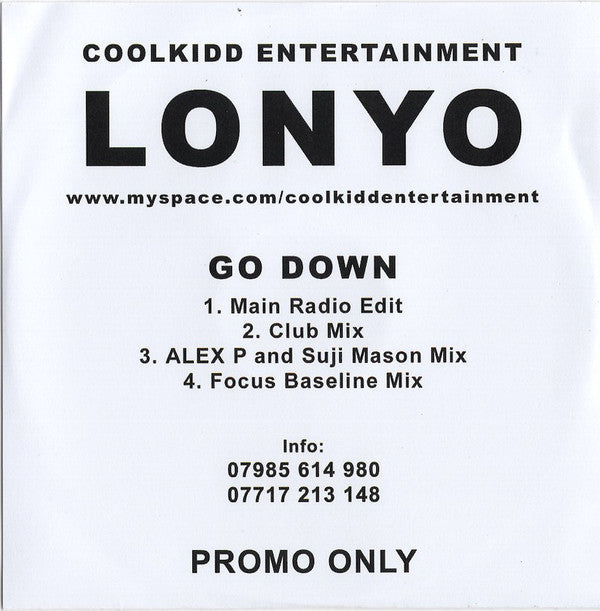 Lonyo : Go Down (CDr, Single, Promo)