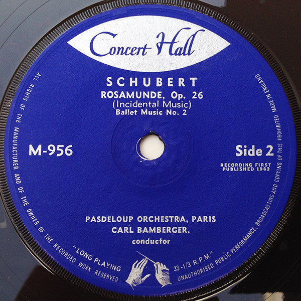 Franz Schubert, Orchestre De L'Association Des Concerts Pasdeloup, Carl Bamberger : Rosamunde, Op. 26 (7", Blu)