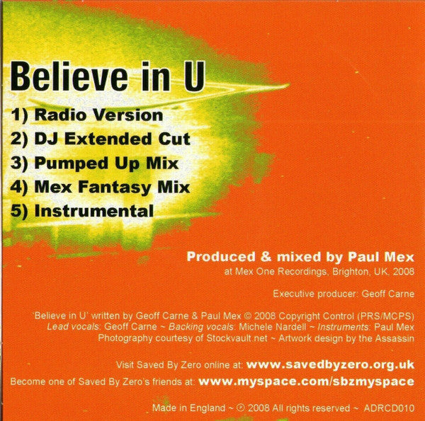 Saved By Zero : Believe In U (CD, Single, Promo)