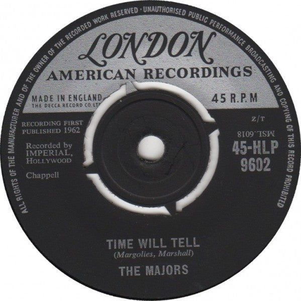 The Majors : A Wonderful Dream / Time Will Tell (7")