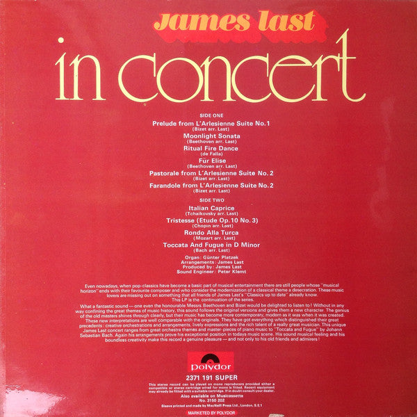 James Last : James Last In Concert  (LP, Album)