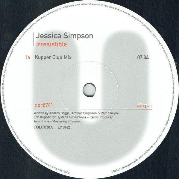 Jessica Simpson : Irresistible (12", Promo)