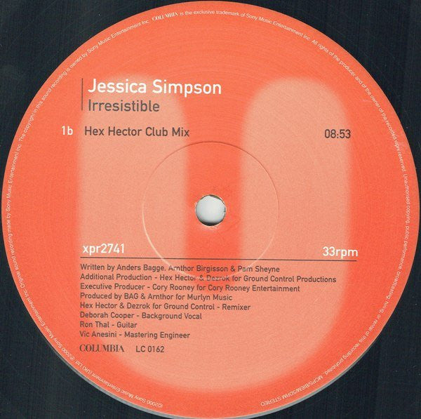 Jessica Simpson : Irresistible (12", Promo)