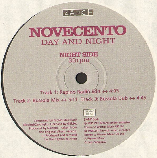 Novecento : Day And Night (Morales And Rapino Brothers Remixes) (2x12", Ltd, Promo)