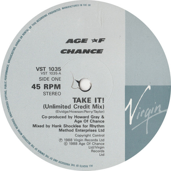 Age Of Chance : Take It! (12")