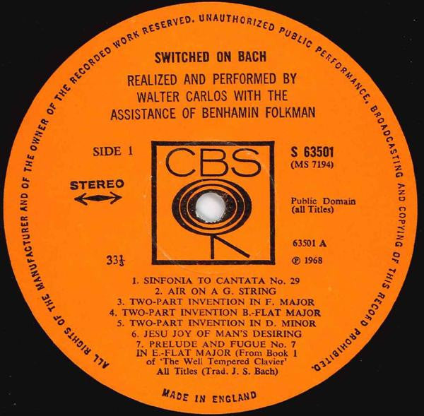 Walter Carlos : Switched-On Bach (LP, Album, Non)