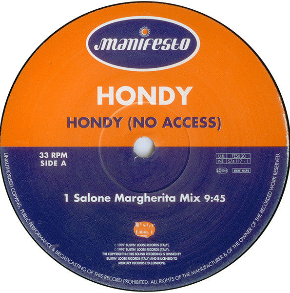 Hondy : Hondy (No Access) (12")
