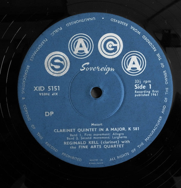 Wolfgang Amadeus Mozart, The Fine Arts Quartet And Reginald Kell : Quintet For Clarinet And Strings In A Major, K. 581 (LP, Mono)