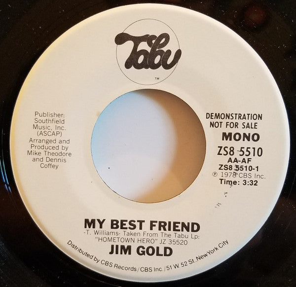 Jim Gold : My Best Friend (7", Single, Mono, Promo)