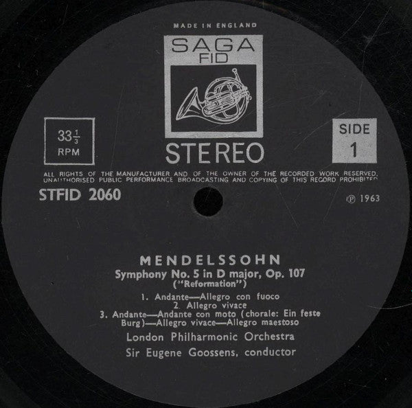 Felix Mendelssohn-Bartholdy, London Philharmonic Orchestra, Sir Eugene Goossens, Emil Gilels, Большой Симфонический Оркестр Всесоюзного Радио, Kiril Kondrashin : Reformation Symphony - Piano Concerto No. 1 / Klavierkonzert Nr. 1 (LP)