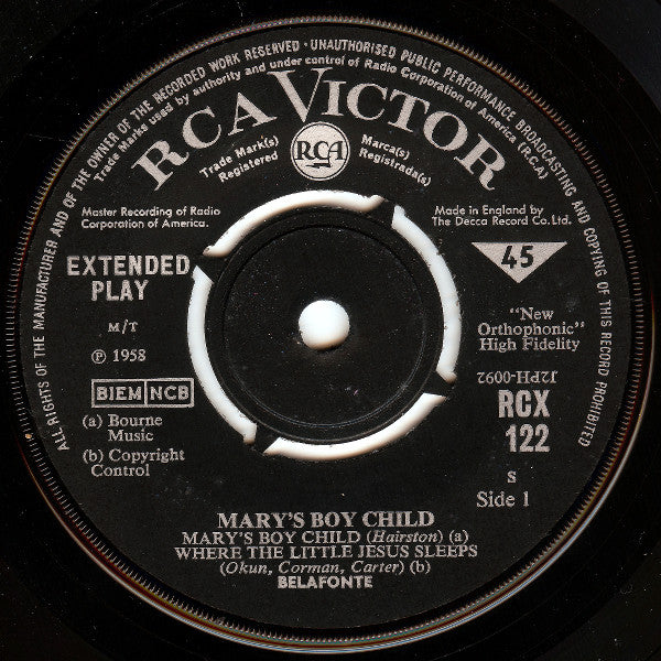 Harry Belafonte : Mary's Boy Child (7", EP)